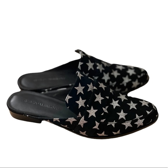 Rebecca Minkoff Black Mika In Galaxy Print Mules/Slides - Picture 1 of 7